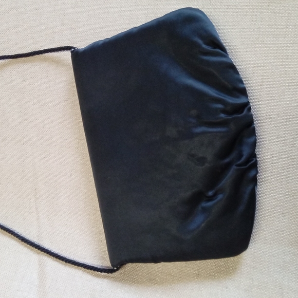 Black Satin and Rhinestone Evening Bag - Picture 4 of 10